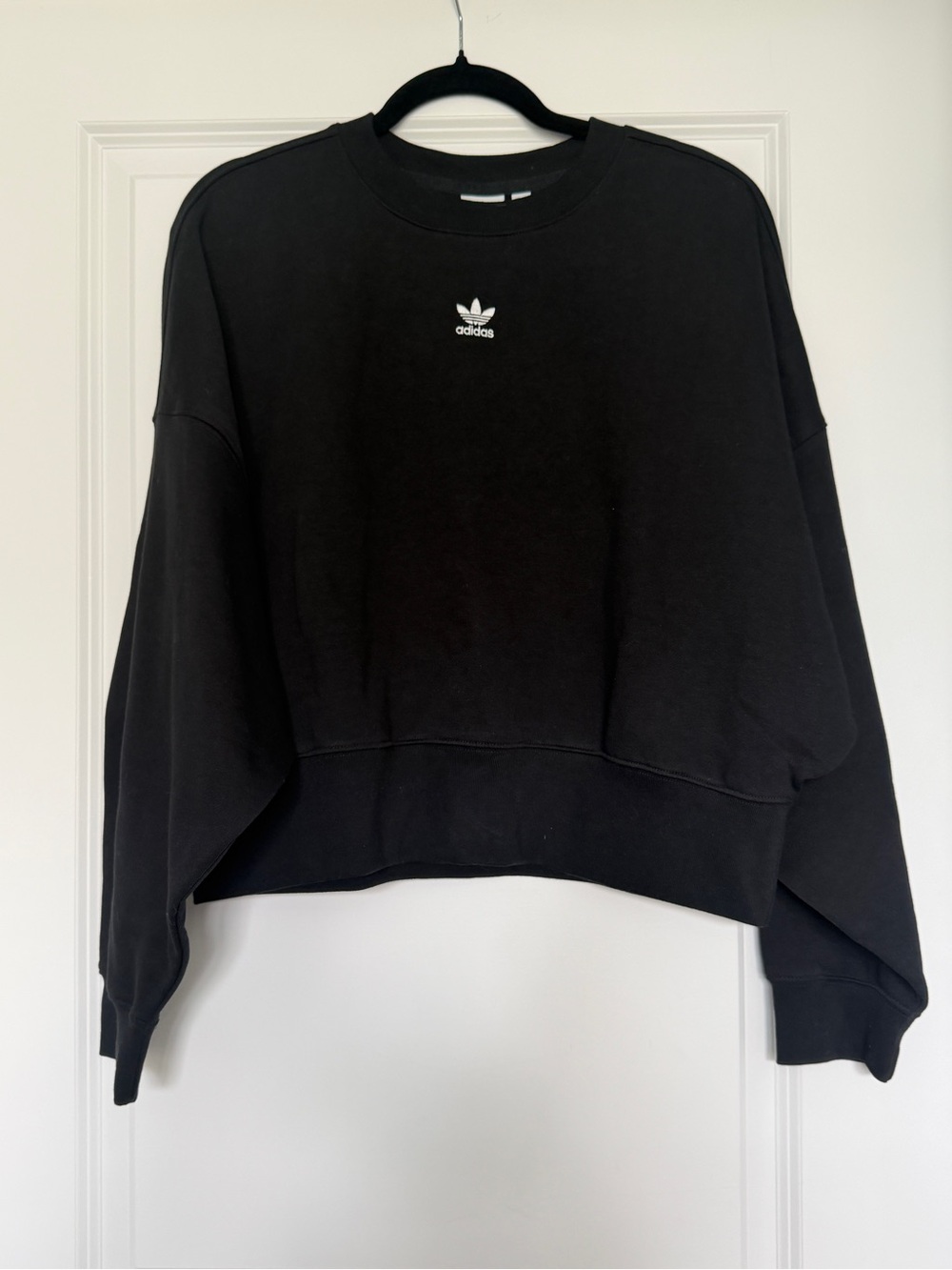 Adidas Black Cropped Crewneck Sweatshirt
